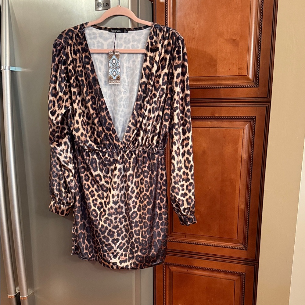 Boohoo Plus Leopard Print Dress